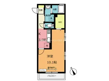 エスポワール(1K/3階)の間取り写真