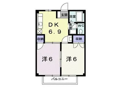 サンハイム妻沼(2DK/2階)の間取り写真