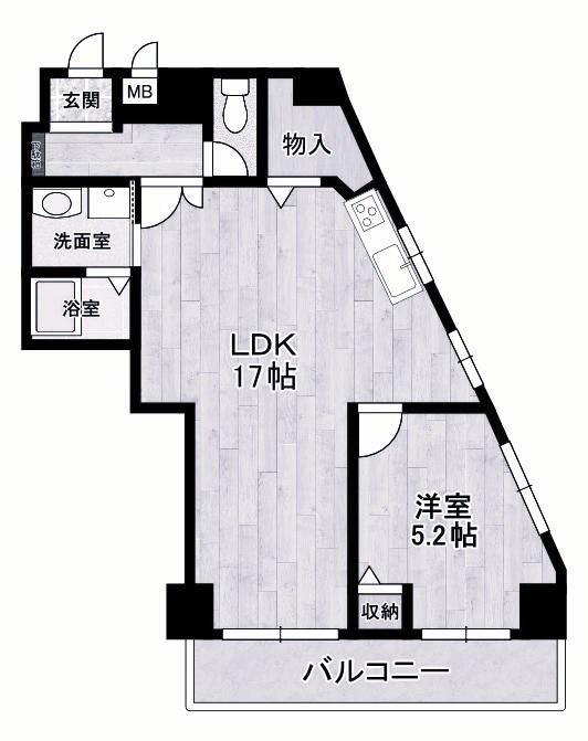 グランシャトー西明石(1LDK/5階)の間取り写真