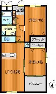エスメラルダII(2LDK/4階)の間取り写真