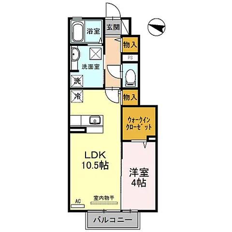 アネックス日前(1LDK/1階)の間取り写真