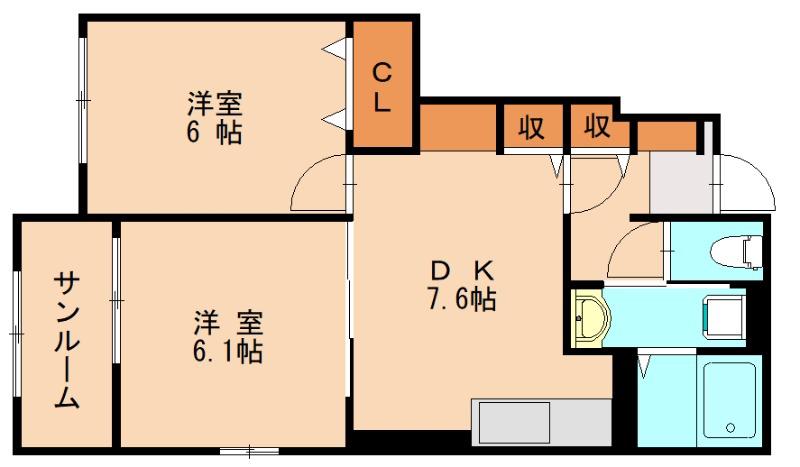 FLAGSHIP福津A(2DK/1階)の間取り写真