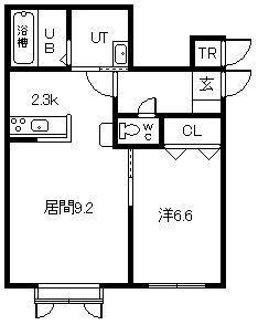 スカイベースII(1LDK/1階)の間取り写真