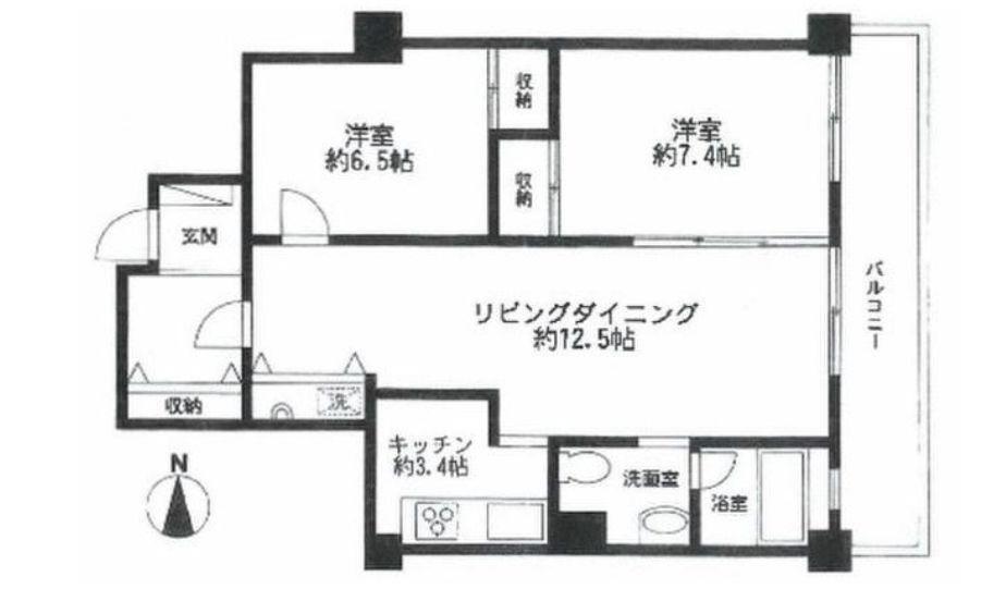赤坂パレスマンション(2LDK/2階)の間取り写真