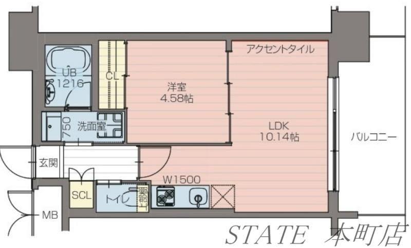 プレジオ阿波座(1LDK/13階)の間取り写真