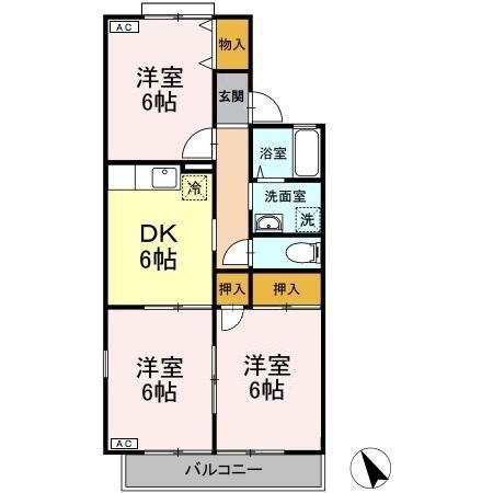 ベルハイムII(2LDK/1階)の間取り写真