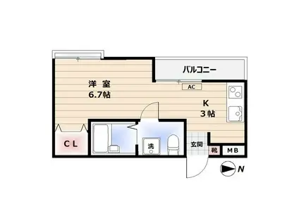 HIJIRI中野坂上(ワンルーム/3階)の間取り写真