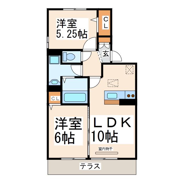 ジュネス薫風(2LDK/1階)の間取り写真
