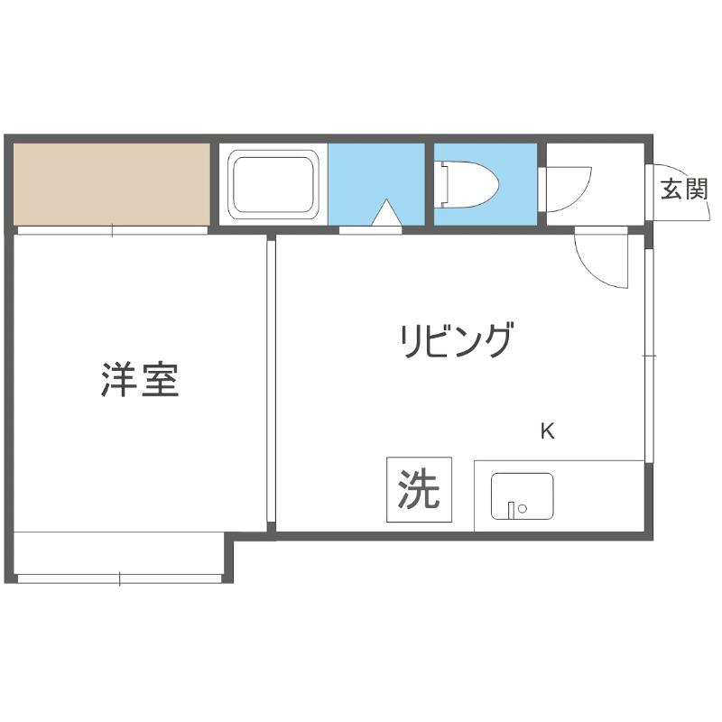 オークハウス(1DK/2階)の間取り写真