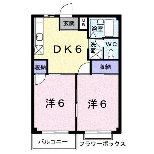 エルディムデュエット(2DK/2階)の間取り写真