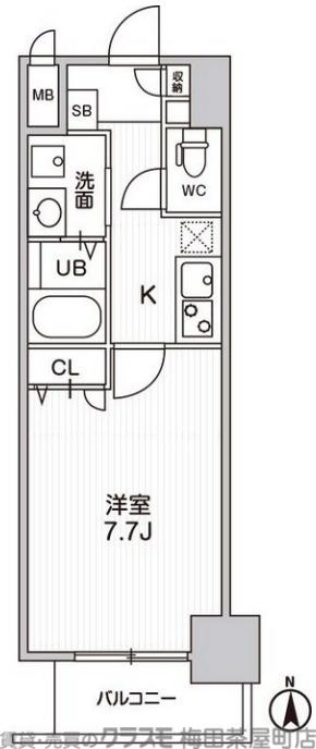 LA DOUCEUR梅田イースト(1K/13階)の間取り写真