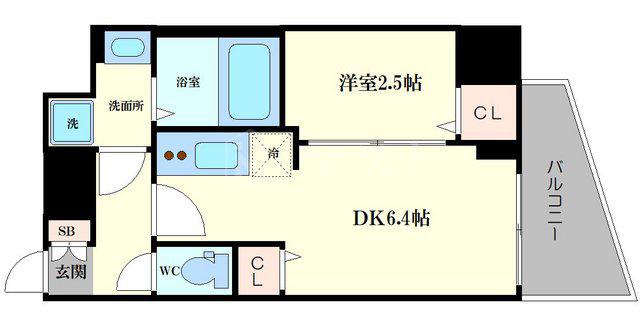 LC難波アッシュ(1DK/7階)の間取り写真