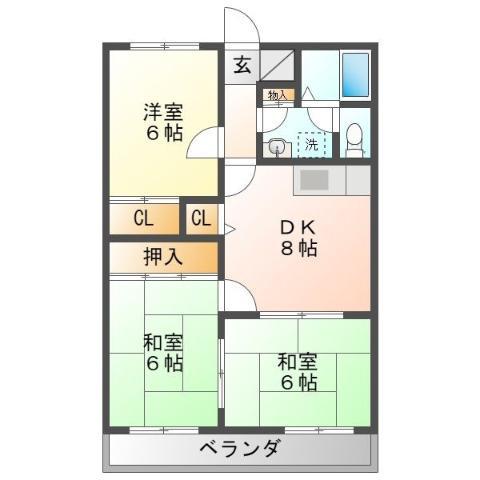 イストワール岩渕II(3DK/3階)の間取り写真