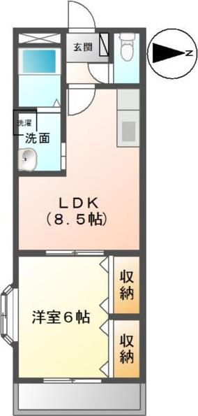 サンタプレイス(1LDK/1階)の間取り写真