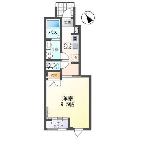 水戸市見川5丁目アパート(1K/1階)の間取り写真