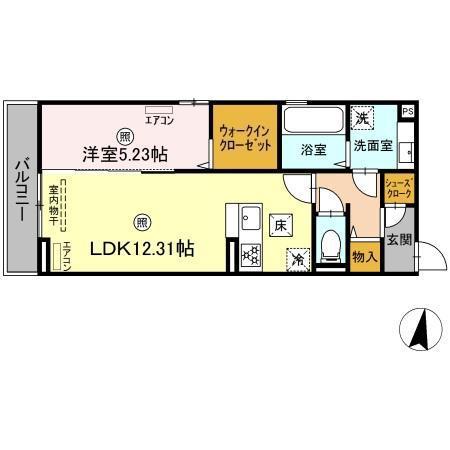 D-ROOM畑沢B(1LDK/1階)の間取り写真