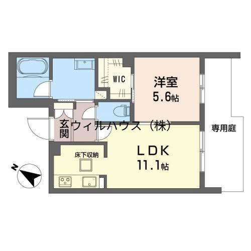 PLAISIR RAFFINE(1LDK/1階)の間取り写真