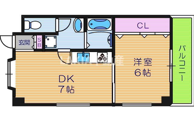 グランアルシュ(1DK/6階)の間取り写真