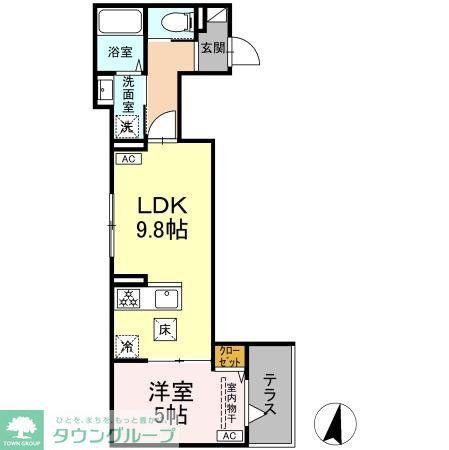 セレスティア大島(1LDK/2階)の間取り写真