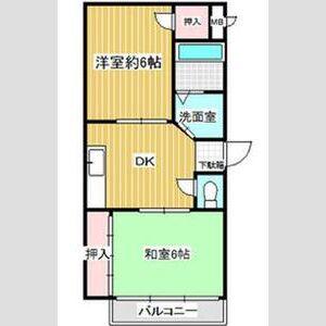 シティー八尾(2DK/4階)の間取り写真