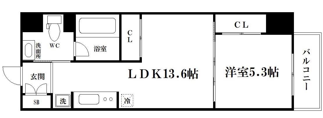 URESIDENCE TEMMABASHI(1LDK/2階)の間取り写真