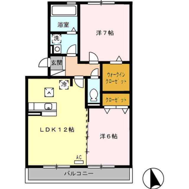 セジュール坪の内(2LDK/1階)の間取り写真