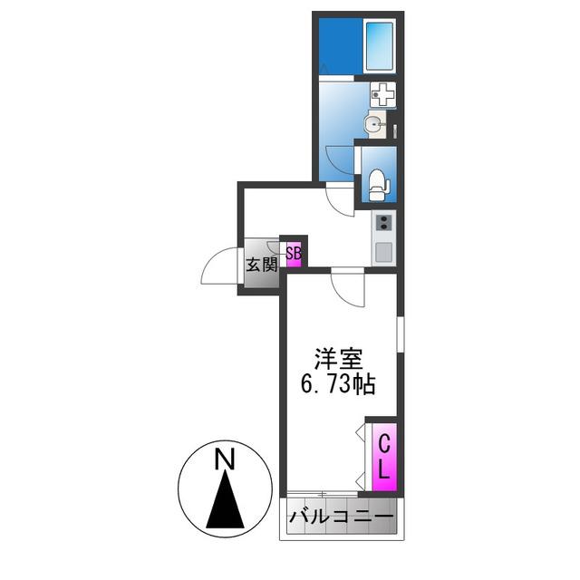 FSTYLE東大阪本庄1号館(1K/2階)の間取り写真