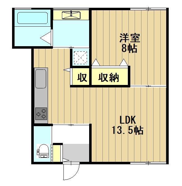 高杉アパート(1LDK/1階)の間取り写真