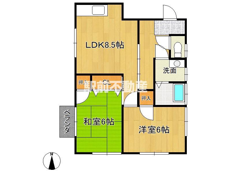 シャトー白川II(2LDK/2階)の間取り写真