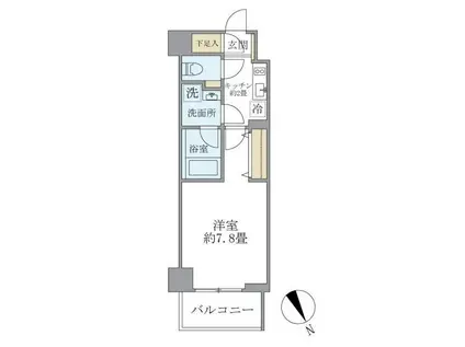 KDXレジデンス浅草(1K/4階)の間取り写真