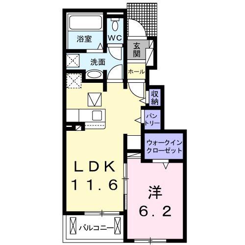 ＪＲ南武線 西府駅 徒歩13分 2階建 築6年(1LDK/1階)の間取り写真