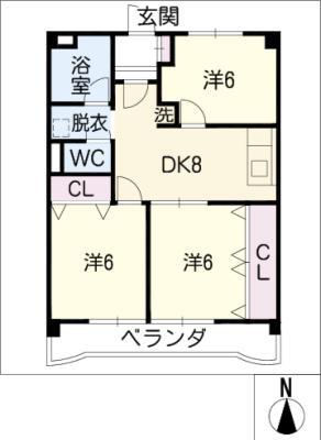 メゾン大和(3DK/4階)の間取り写真