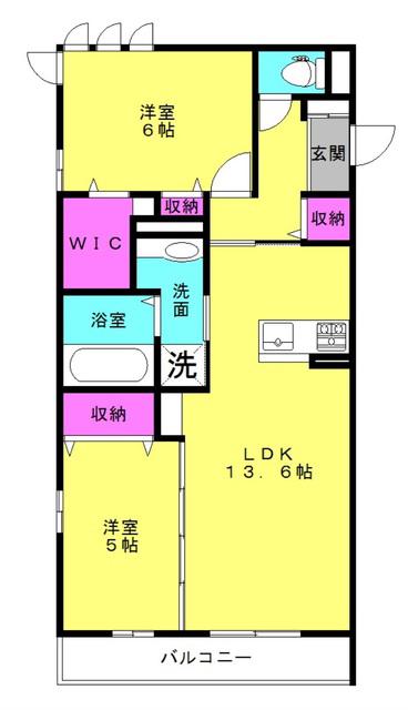 シャルムソレイユII番館(2LDK/2階)の間取り写真