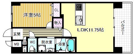 海老江サンライズ(1LDK/3階)の間取り写真
