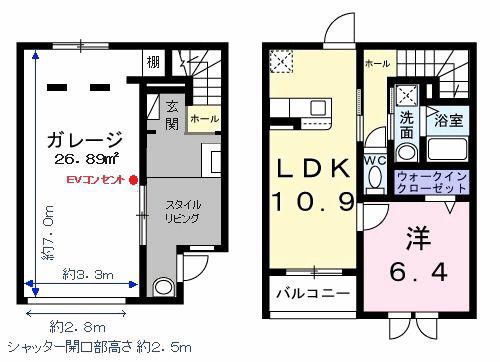 ベルシェールI(1LDK/1階)の間取り写真