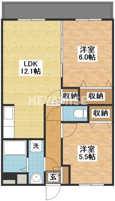 グランディール湘南(2LDK/1階)の間取り写真