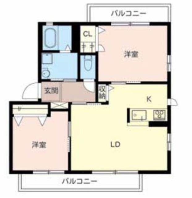 アナスタシア片蔵(2LDK/2階)の間取り写真