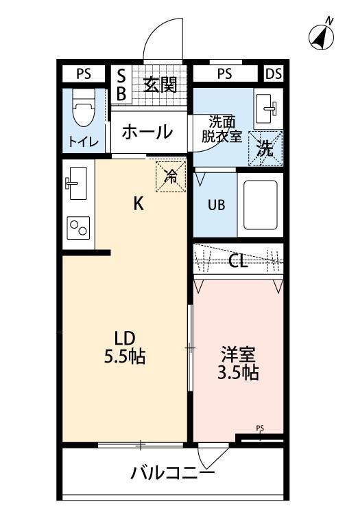 リーブルファイン浦和美園(1LDK/3階)の間取り写真