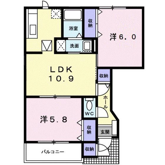 アドナイール A(2LDK/1階)の間取り写真