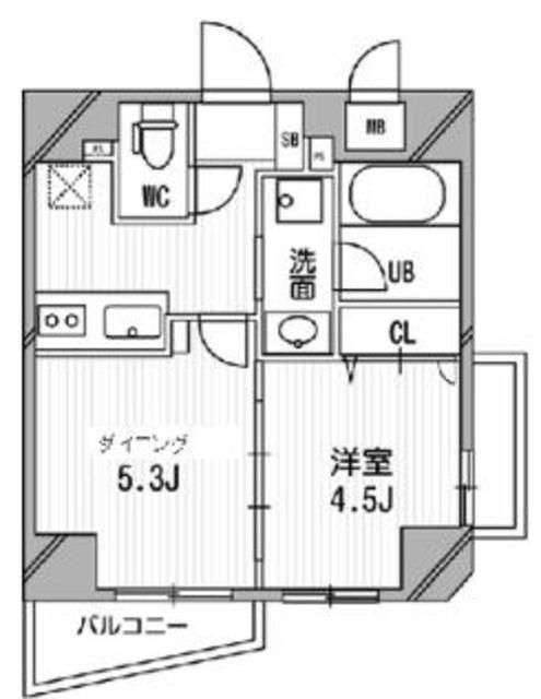 DUOSTAGE白金高輪(1DK/4階)の間取り写真