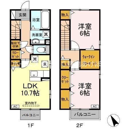 チャルカ・T(2LDK/1階)の間取り写真
