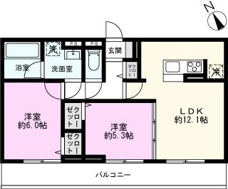 メゾンクレール(2LDK/3階)の間取り写真
