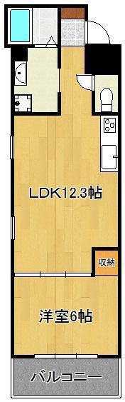 エルザビル香春口45(1LDK/11階)の間取り写真
