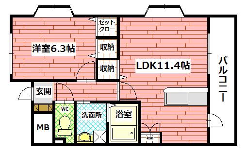 エミネンス古市弐番館(1LDK/1階)の間取り写真