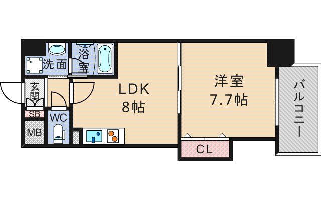 パレ阪栄橋(1LDK/6階)の間取り写真