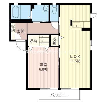 ベルナティオA(1LDK/2階)の間取り写真