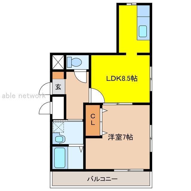エトワール白新町(1LDK/3階)の間取り写真