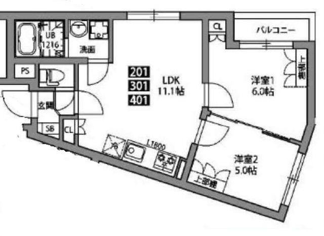 ジェムストーン目黒南(2LDK/3階)の間取り写真