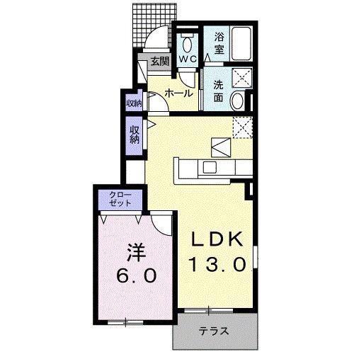 NEW S(1LDK/1階)の間取り写真