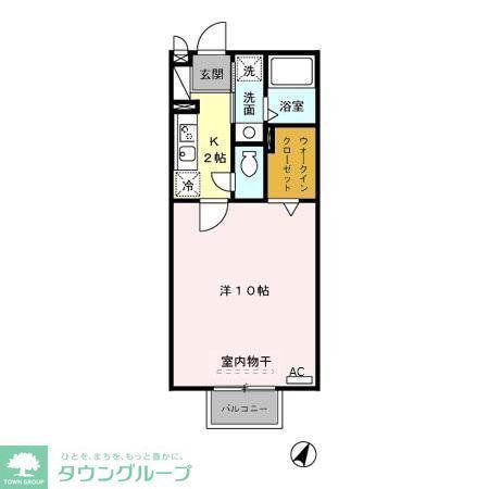 シャインローズ(1K/2階)の間取り写真